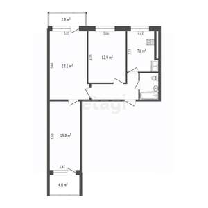 3-к квартира, вторичка, 60м2, 5/9 этаж