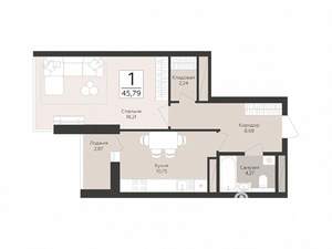 1-к квартира, вторичка, 46м2, 11/17 этаж