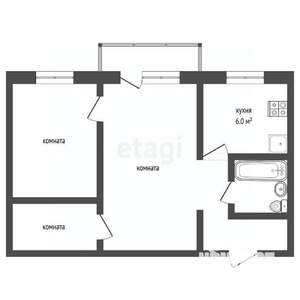 2-к квартира, вторичка, 45м2, 5/5 этаж