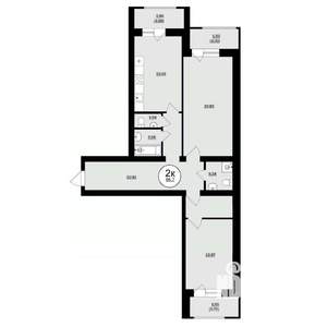 2-к квартира, вторичка, 87м2, 2/8 этаж