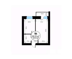 1-к квартира, вторичка, 39м2, 13/18 этаж