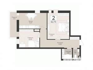 2-к квартира, вторичка, 63м2, 3/17 этаж