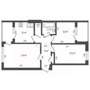 3-к квартира, вторичка, 63м2, 3/5 этаж