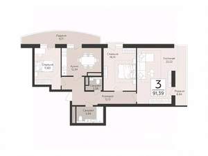 3-к квартира, вторичка, 91м2, 11/17 этаж
