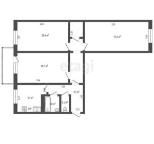 3-к квартира, вторичка, 57м2, 3/5 этаж