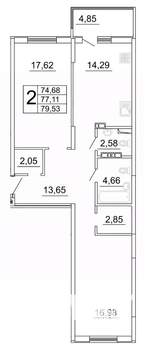 2-к квартира, вторичка, 80м2, 18/27 этаж