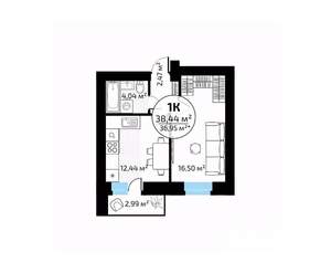 1-к квартира, вторичка, 38м2, 6/18 этаж