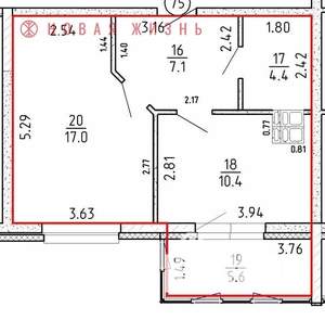 1-к квартира, сданный дом, 45м2, 14/16 этаж