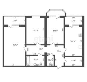3-к квартира, вторичка, 64м2, 9/9 этаж