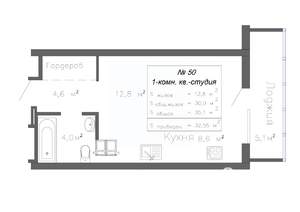 1-к квартира, строящийся дом, 71м2, 9/20 этаж