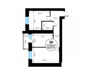 2-к квартира, вторичка, 58м2, 5/18 этаж