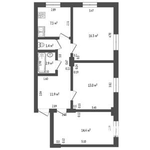 3-к квартира, вторичка, 68м2, 1/5 этаж