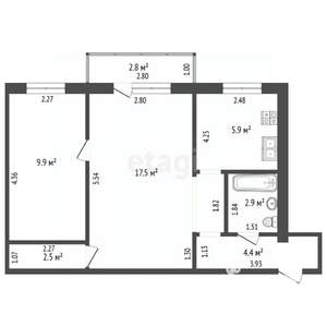 2-к квартира, вторичка, 43м2, 2/5 этаж