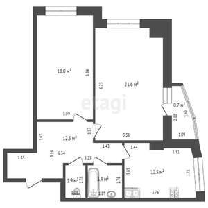 3-к квартира, вторичка, 70м2, 10/19 этаж