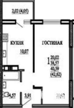 1-к квартира, вторичка, 41м2, 3/23 этаж