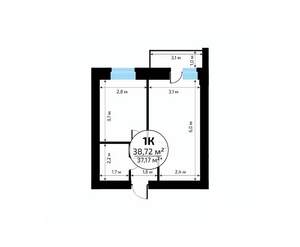 1-к квартира, вторичка, 39м2, 9/18 этаж