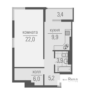 1-к квартира, вторичка, 50м2, 18/26 этаж