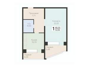 1-к квартира, вторичка, 53м2, 5/12 этаж