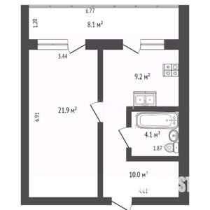 1-к квартира, вторичка, 53м2, 3/10 этаж