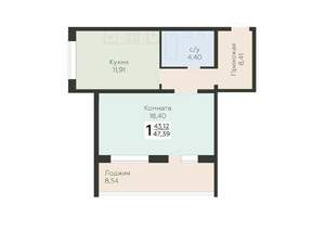 1-к квартира, вторичка, 47м2, 10/10 этаж