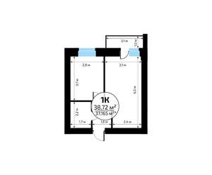 1-к квартира, вторичка, 39м2, 2/18 этаж