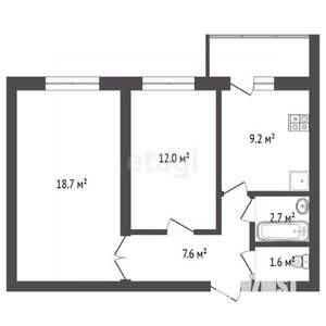 2-к квартира, вторичка, 55м2, 13/16 этаж