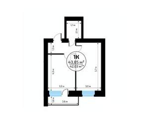 1-к квартира, вторичка, 44м2, 5/18 этаж