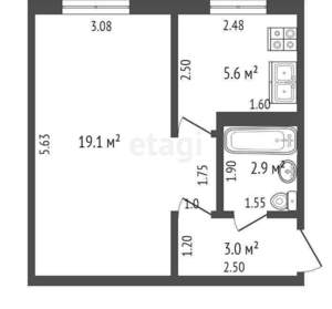 1-к квартира, вторичка, 30м2, 4/5 этаж