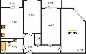 3-к квартира, вторичка, 80м2, 2/25 этаж