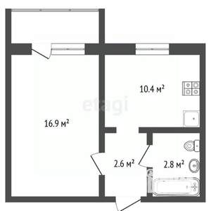 1-к квартира, вторичка, 34м2, 6/9 этаж