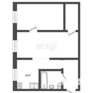 2-к квартира, вторичка, 43м2, 1/5 этаж