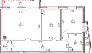 3-к квартира, сданный дом, 97м2, 6/16 этаж