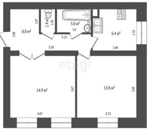2-к квартира, вторичка, 48м2, 1/2 этаж