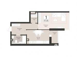 1-к квартира, вторичка, 47м2, 2/17 этаж