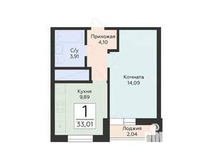 1-к квартира, вторичка, 33м2, 4/24 этаж