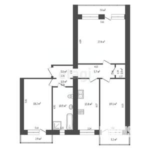 3-к квартира, вторичка, 102м2, 8/9 этаж