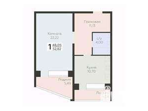 1-к квартира, вторичка, 53м2, 7/12 этаж