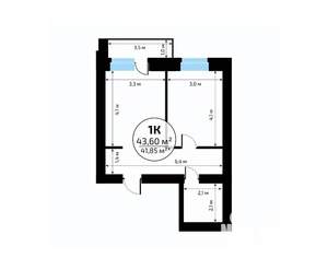 1-к квартира, вторичка, 44м2, 13/18 этаж