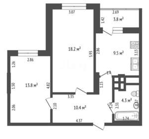 2-к квартира, вторичка, 60м2, 17/24 этаж