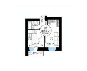1-к квартира, вторичка, 38м2, 12/18 этаж