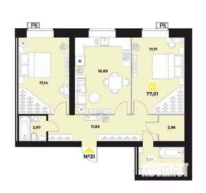 2-к квартира, вторичка, 78м2, 6/16 этаж