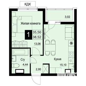 1-к квартира, вторичка, 40м2, 4/19 этаж