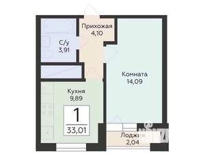 1-к квартира, вторичка, 33м2, 15/24 этаж