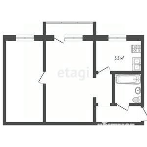 2-к квартира, вторичка, 48м2, 5/5 этаж
