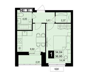 1-к квартира, вторичка, 36м2, 13/15 этаж
