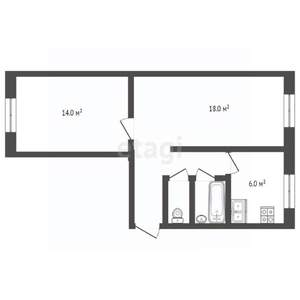 2-к квартира, вторичка, 45м2, 2/5 этаж