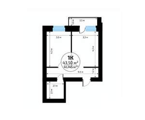 1-к квартира, вторичка, 44м2, 6/18 этаж