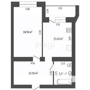 1-к квартира, вторичка, 50м2, 2/16 этаж