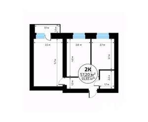2-к квартира, вторичка, 57м2, 12/18 этаж