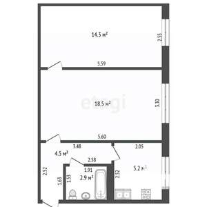 2-к квартира, вторичка, 46м2, 1/5 этаж